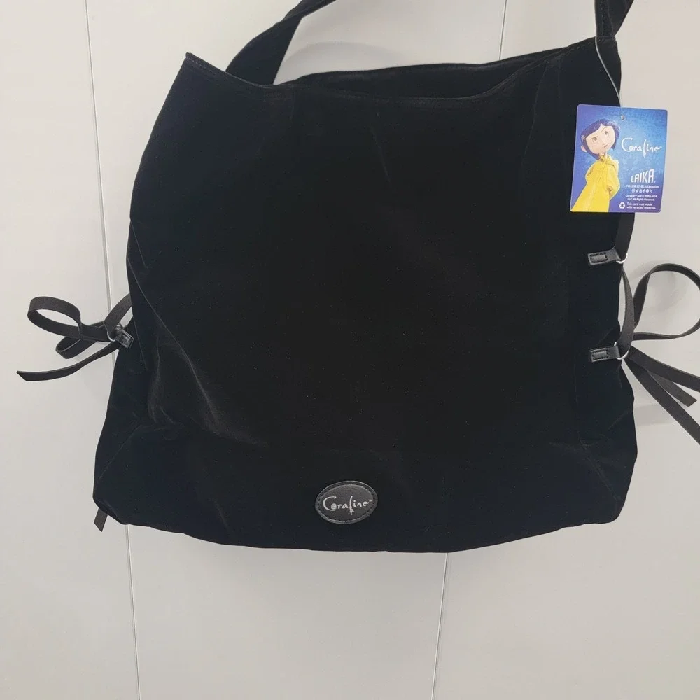 NEW! Her‎ Universe Coraline Icon Embroidered Hobo Shoulder Bag Velour